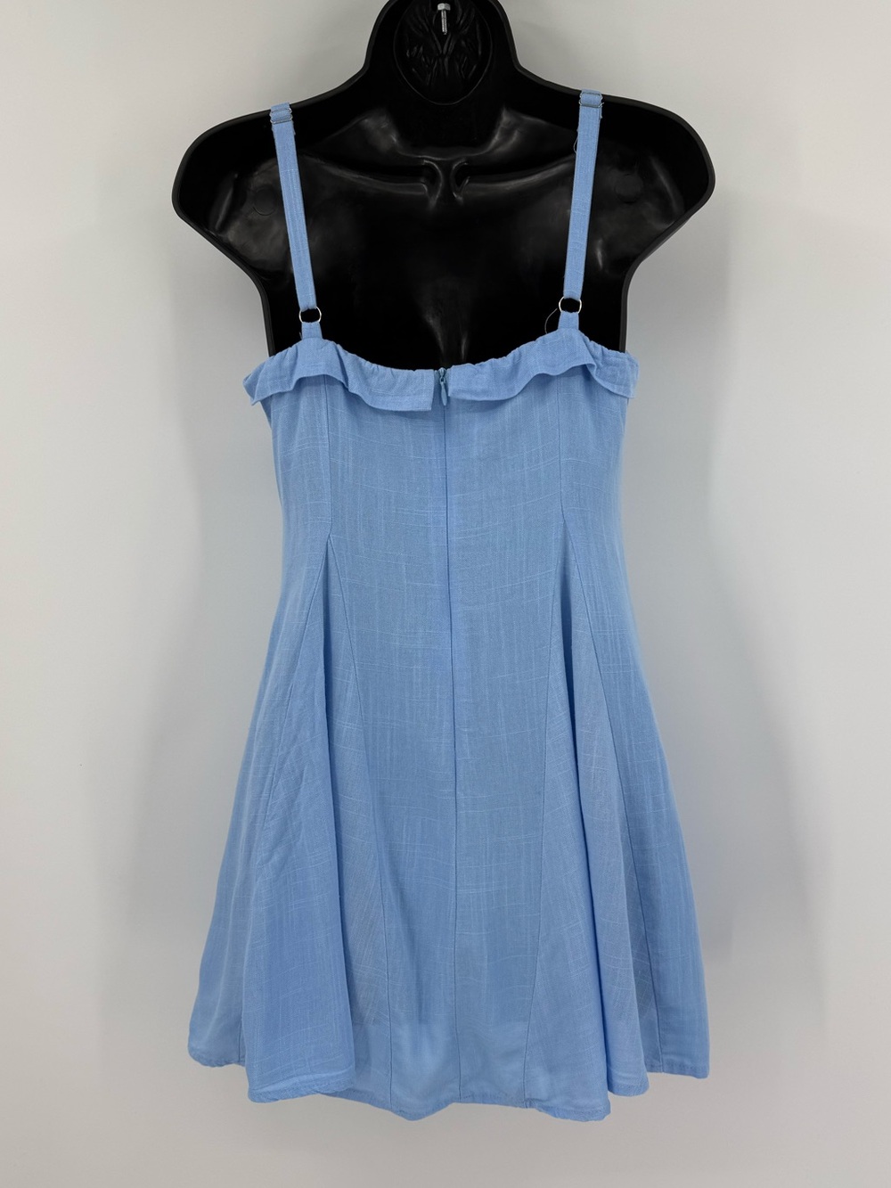 Petal + Pup Caitlin Linen Blend Mini Dress | Blue | Size 6 - Picture 5 of 9